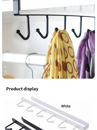 Kitchen Iron Art Seamless Nail Free Hooks Multi Row Cabinet Storage Hooks Storage of Kitchen Cabinet Wall Shelf Storage Rack