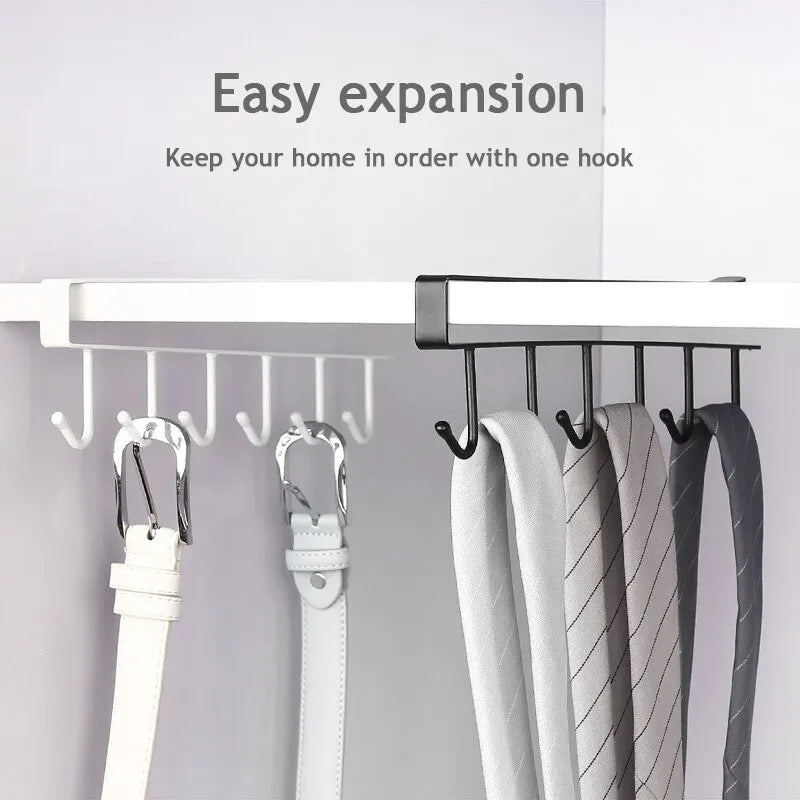 Kitchen Iron Art Seamless Nail Free Hooks Multi Row Cabinet Storage Hooks Storage of Kitchen Cabinet Wall Shelf Storage Rack